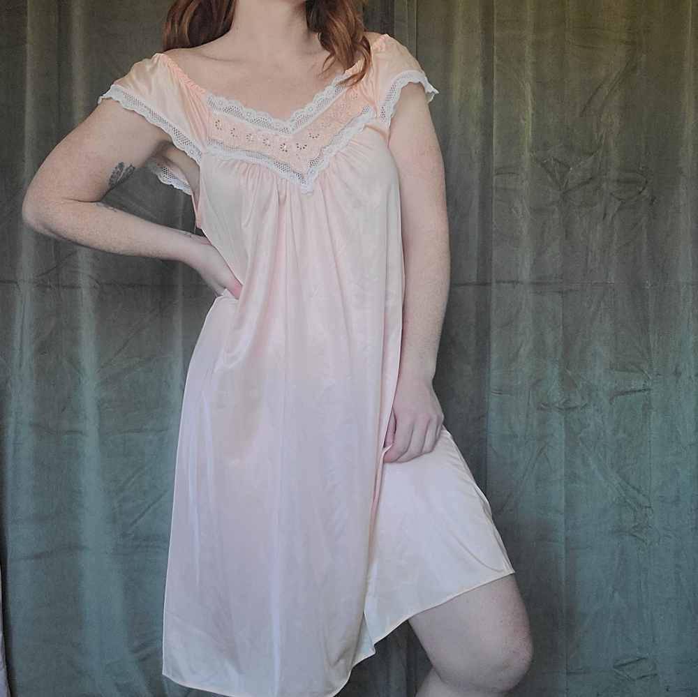 True Vintage Coquette Femi Cottagecore Western Indie Peachy Pink Midi Slip Dress